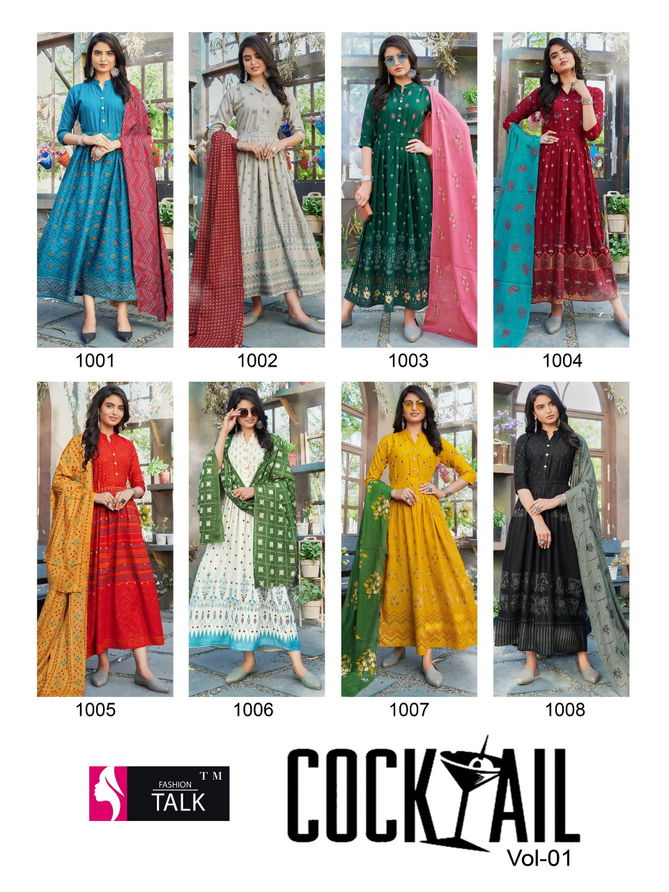 Ft Cocktail 1 Designer Latest Fancy Festive Wear Rayon Kurti With Dupatta Collection
